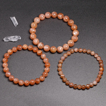 Bracelet "Rayon de Vitalité" en Pierre de Soleil Orange (Feldspath) Véritable Certifiée