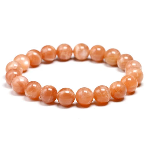 Bracelet "Rayon de Vitalité" en Pierre de Soleil Orange (Feldspath) Véritable Certifiée