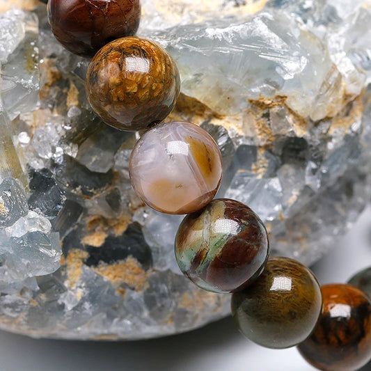 Bracelet "Renouveau" en Agate Peau de Serpent (Quartz) Véritable Certifiée