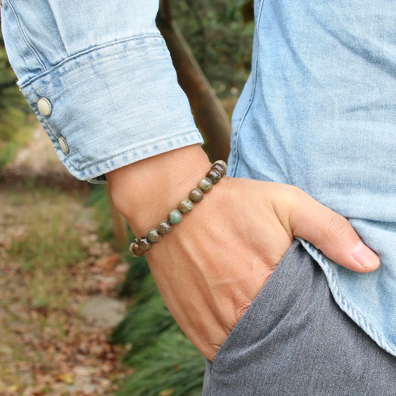 Bracelet "Renouveau" en Agate Peau de Serpent (Quartz) Véritable Certifiée