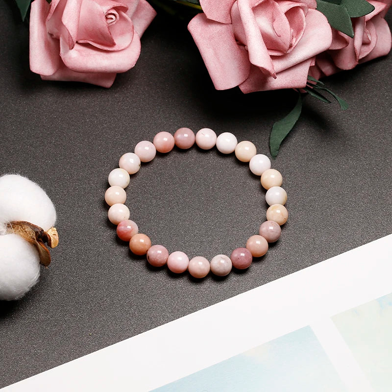 Bracelet "Sérénité & Douceur" en Opale Rose Véritable Certifiée