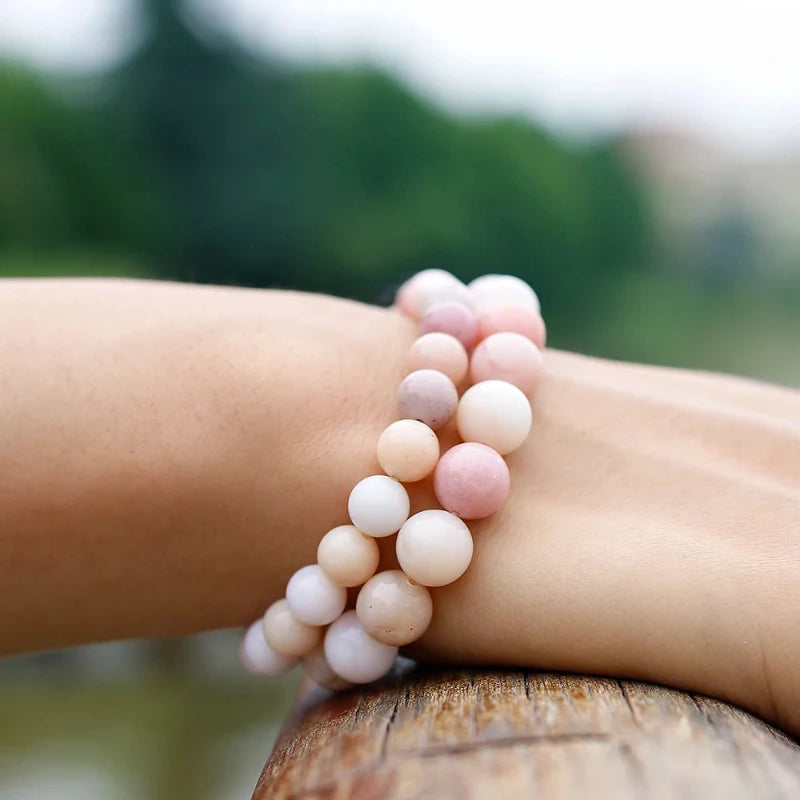Bracelet "Sérénité & Douceur" en Opale Rose Véritable Certifiée