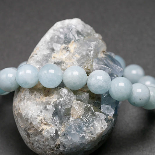 Bracelet "Sérénité Éternelle" en Aigue-Marine Véritable Certifiée