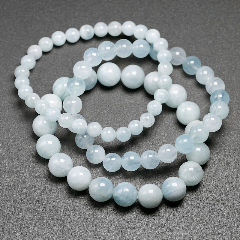 Bracelet "Sérénité Éternelle" en Aigue-Marine Véritable Certifiée