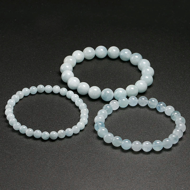 Bracelet "Sérénité Éternelle" en Aigue-Marine Véritable Certifiée