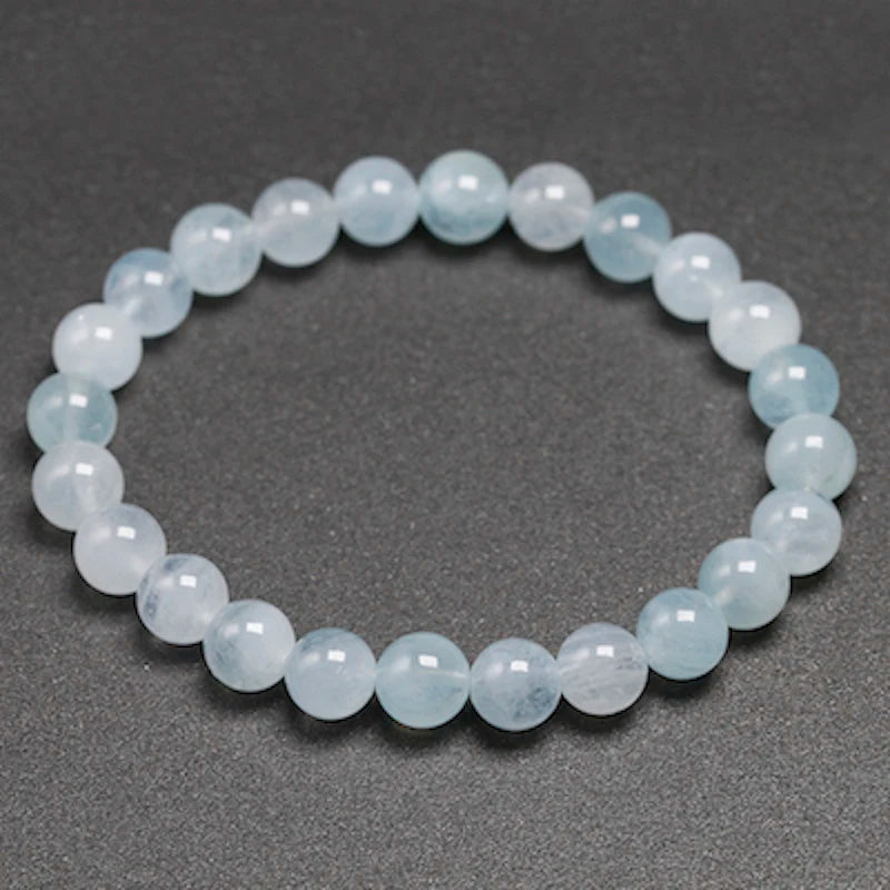 Bracelet "Sérénité Éternelle" en Aigue-Marine Véritable Certifiée
