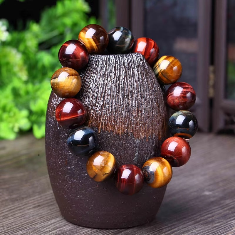 Bracelet "3 Protections" en Œil de Tigre, Œil de Taureau & Œil de Faucon