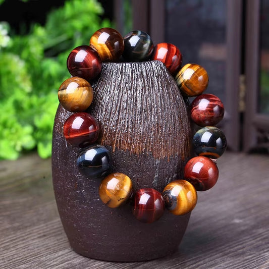 Bracelet "3 Protections" en Œil de Tigre, Œil de Taureau & Œil de Faucon
