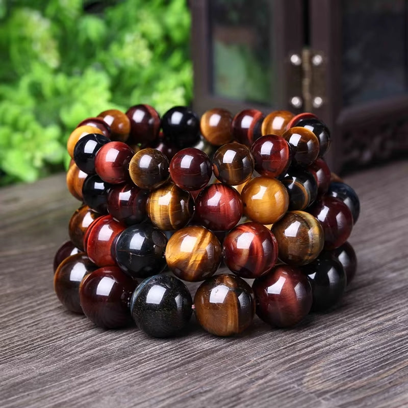 Bracelet "3 Protections" en Œil de Tigre, Œil de Taureau & Œil de Faucon