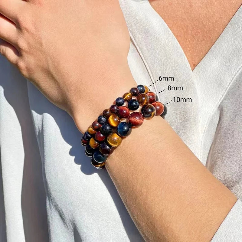 Bracelet "3 Protections" en Œil de Tigre, Œil de Taureau & Œil de Faucon